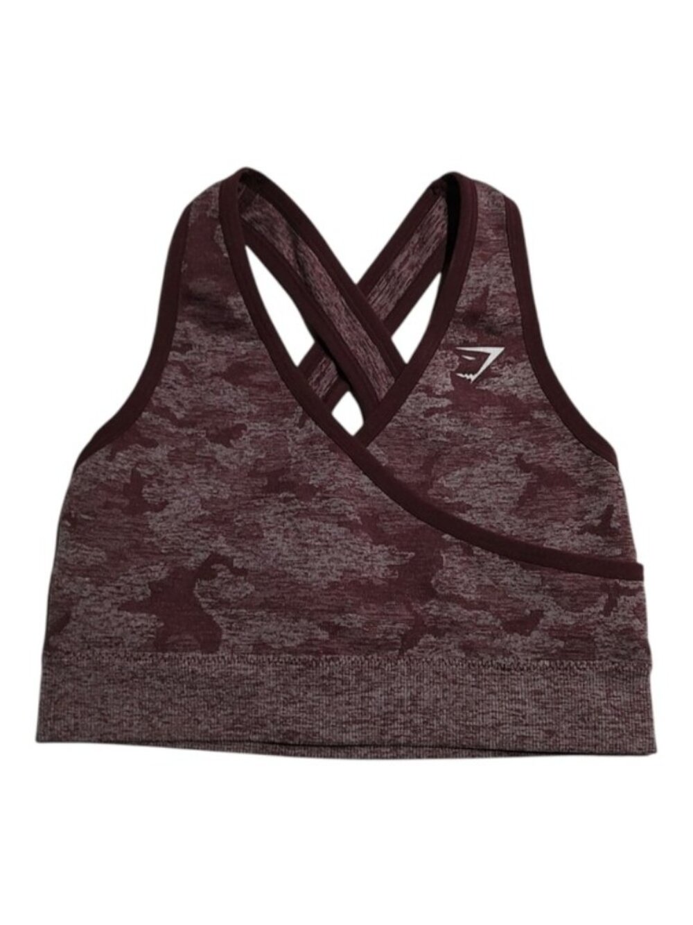 Gymshark Heathered Maroon Cross Front Racerback Sports Bra S